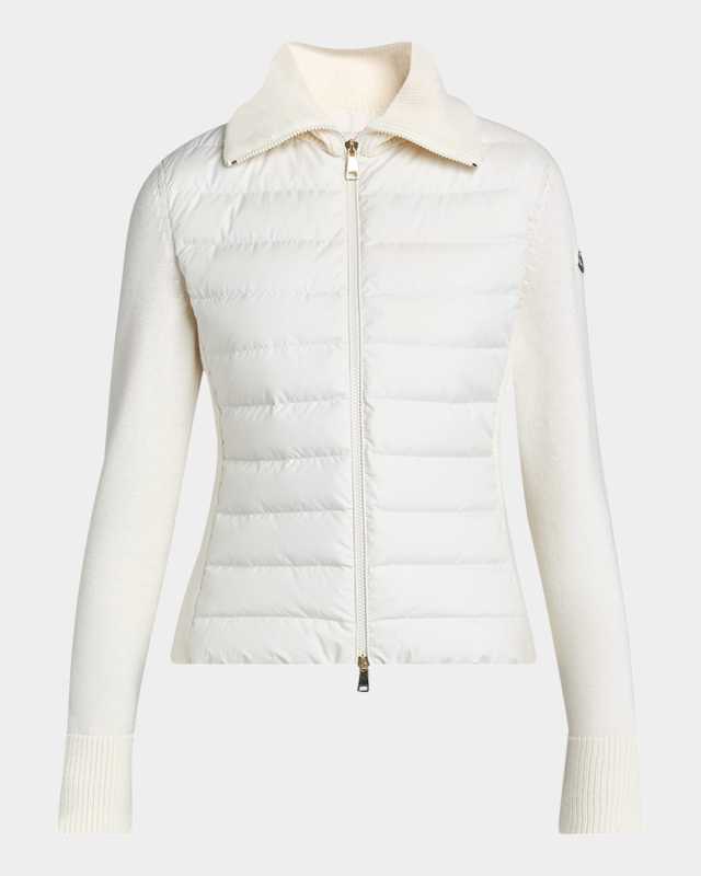 Padded Wool Zip-Up Cardigan